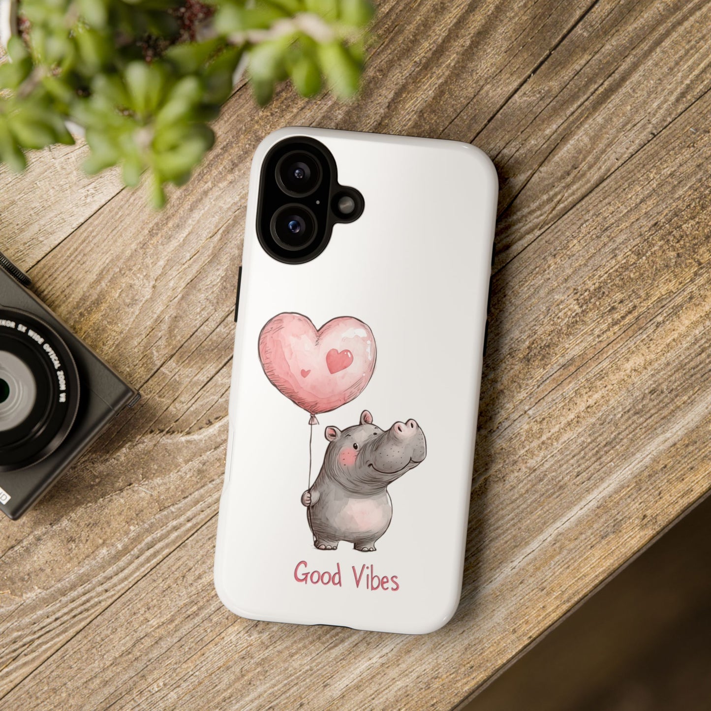 Cute Hippo Phone Case - Good Vibes Design, Animal Lover Gift, Fun Accessory, Birthday Present, Phone Accessories