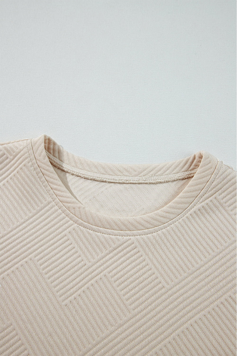 Solid Color Textured Long Sleeve Shift Dress