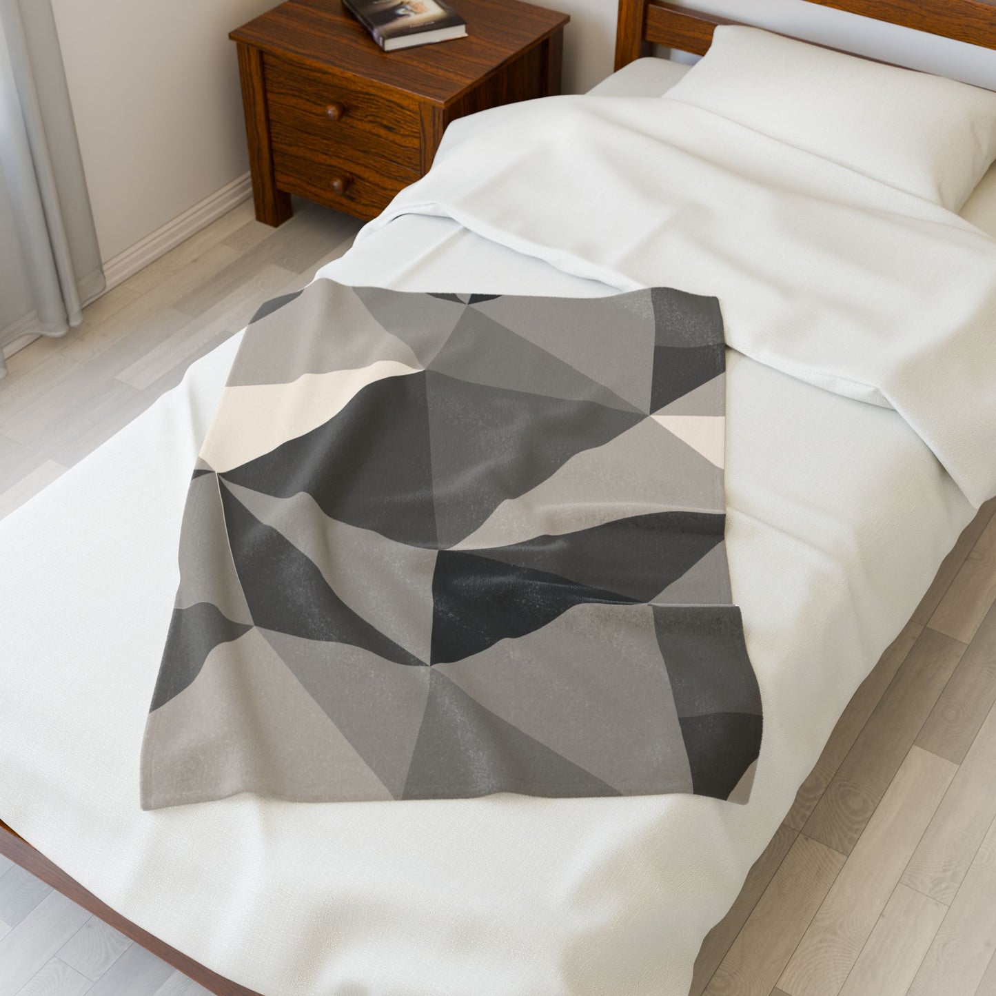 Cozy Geometric Velveteen Plush Blanket | Soft Throw for Home Decor, Gift for Homeowners, Minimalist Design, Perfect for Cozy Nights