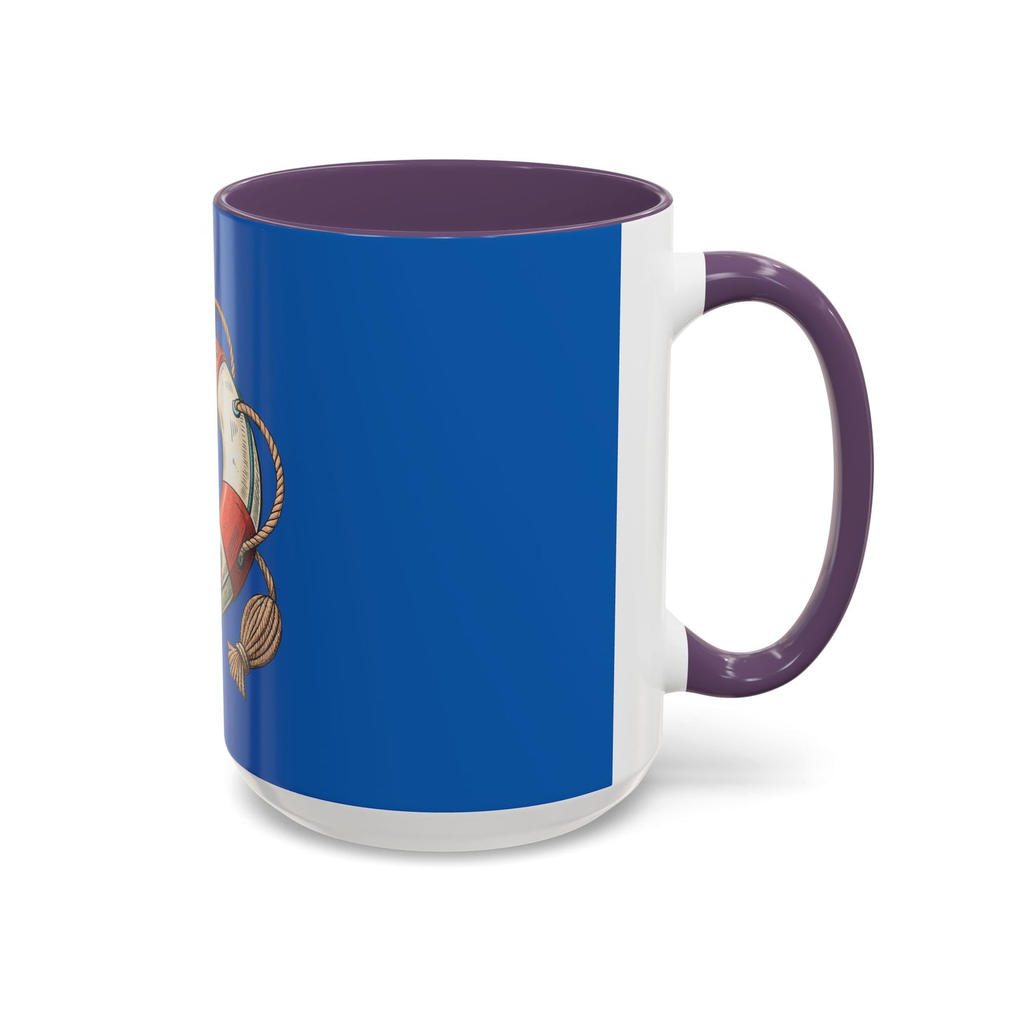 Lifesaver Accent Coffee Mug - Nautical Gift, Beach Decor, Sailor's Coffee Cup, Ocean Lover Mug, Summer Vibes