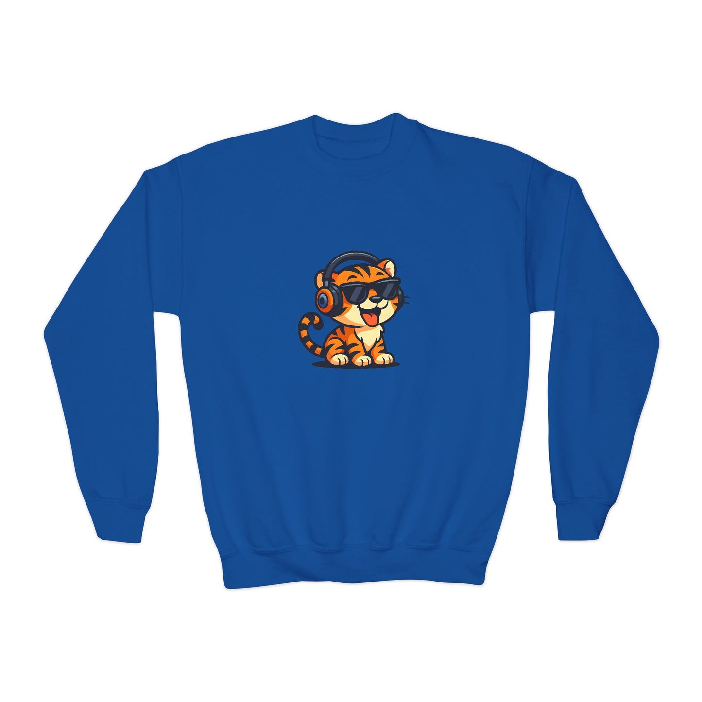 Cool Tiger Youth Crewneck Sweatshirt, Cute Animal Apparel, Teen Style, Gift for Kids, Casual Wear