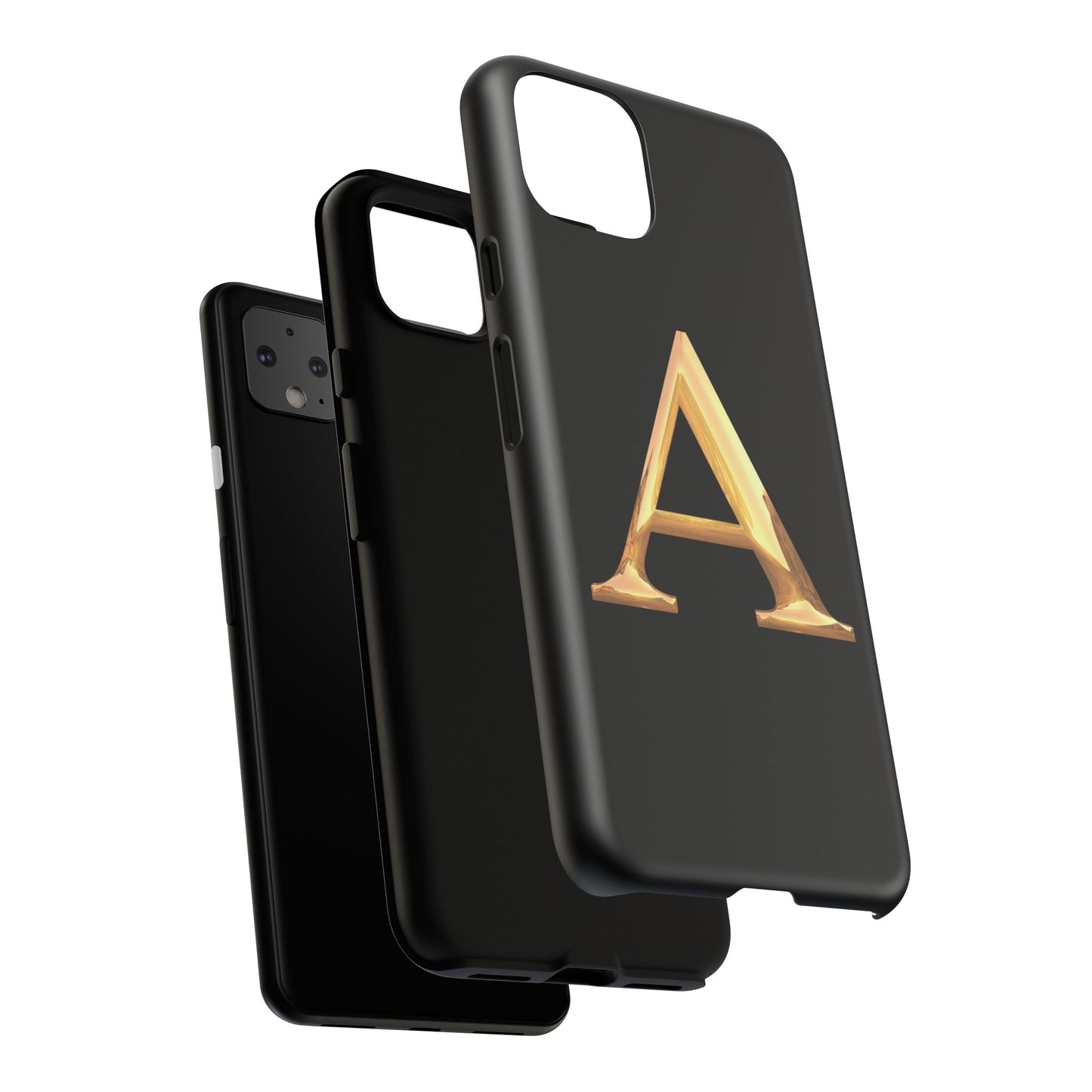 Custom Phone Case with Gold Letter A, Monogrammed Gift, Tough Protective Case, Personalized Phone Accessory, Unique Phone Cover