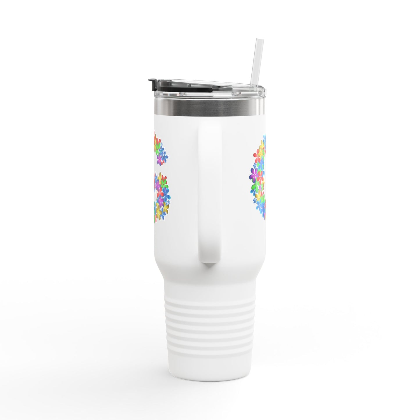 Vibrant Floral Insulated Travel Mug, Perfect for On-the-Go- Letter G