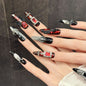 365nails: "Gothic Crucifix" – 3D Metal Cross & Bloody Heart Handmade Stiletto Nails – Image 3