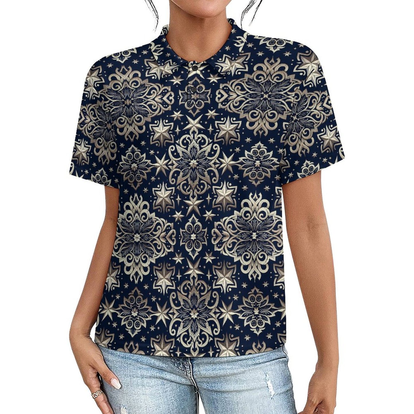 Button-Down Polo Shirt for Women