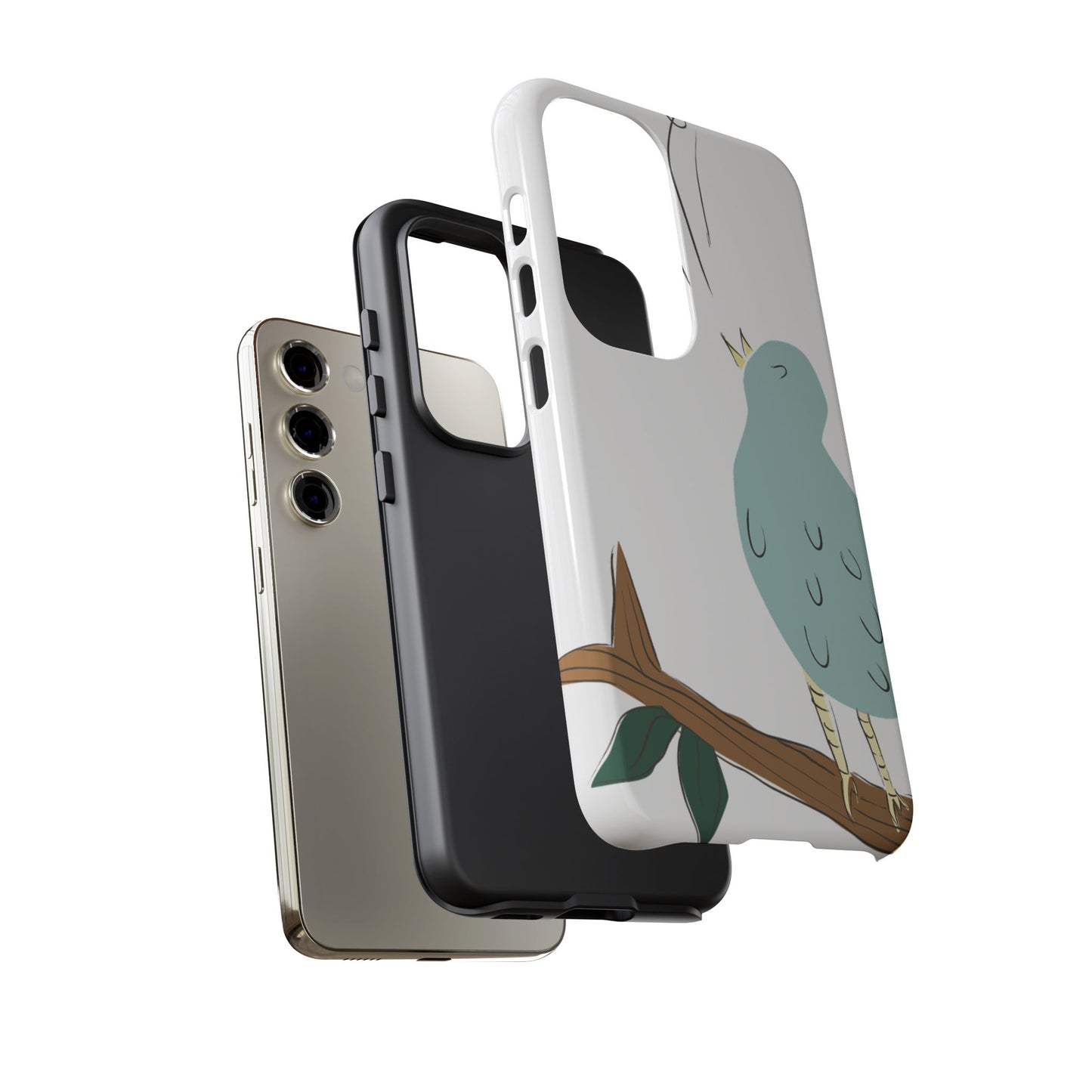 Birdsong Phone Case — Cute Blue Bird on Branch Protective Case