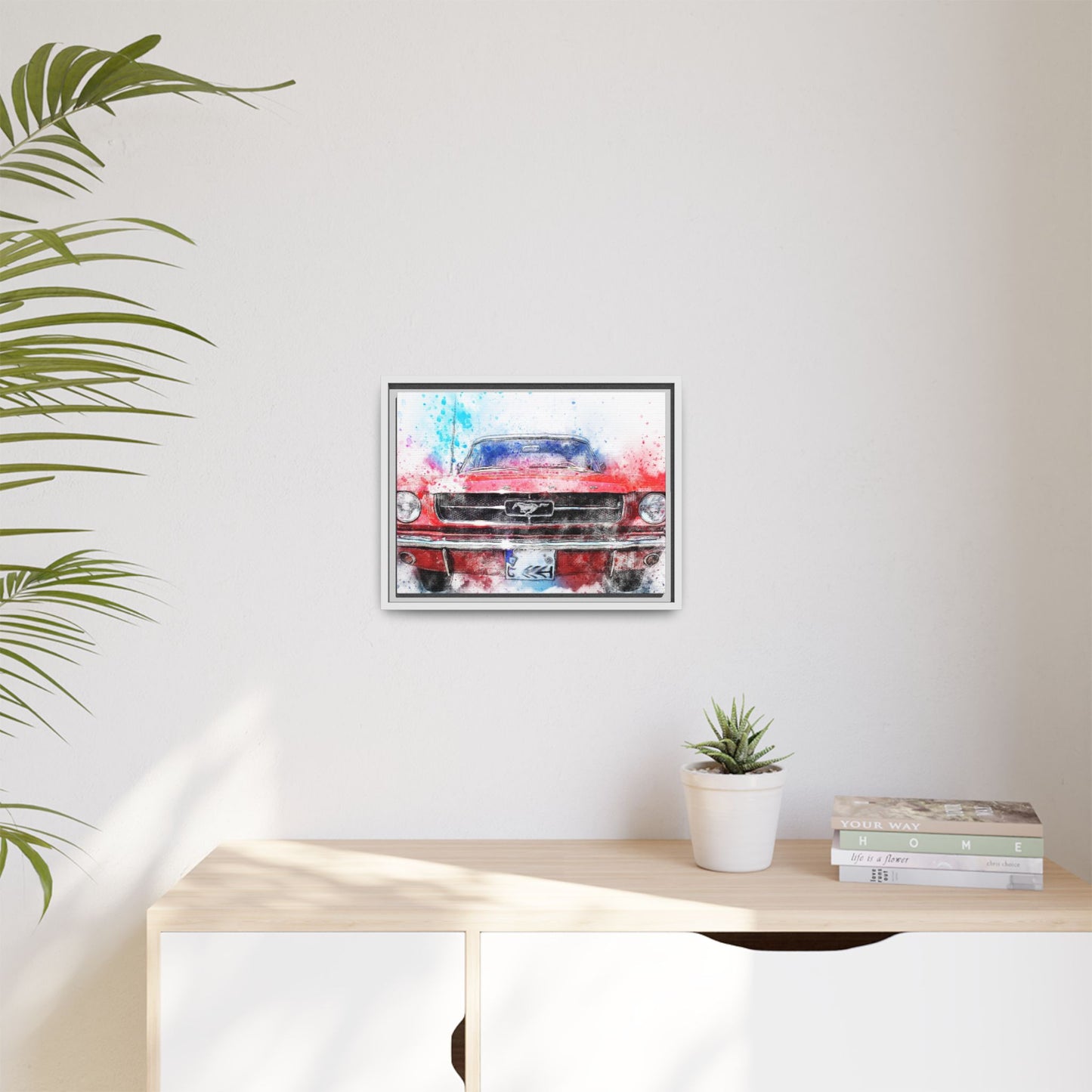 Matte Canvas, Framed Mustang Car