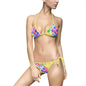 Vibrant Women's Bikini Swimsuit, Colorful Beachwear, Summer Pool Party, Vacation Swimwear, Fun Print Swim Set, Holiday Swimwear