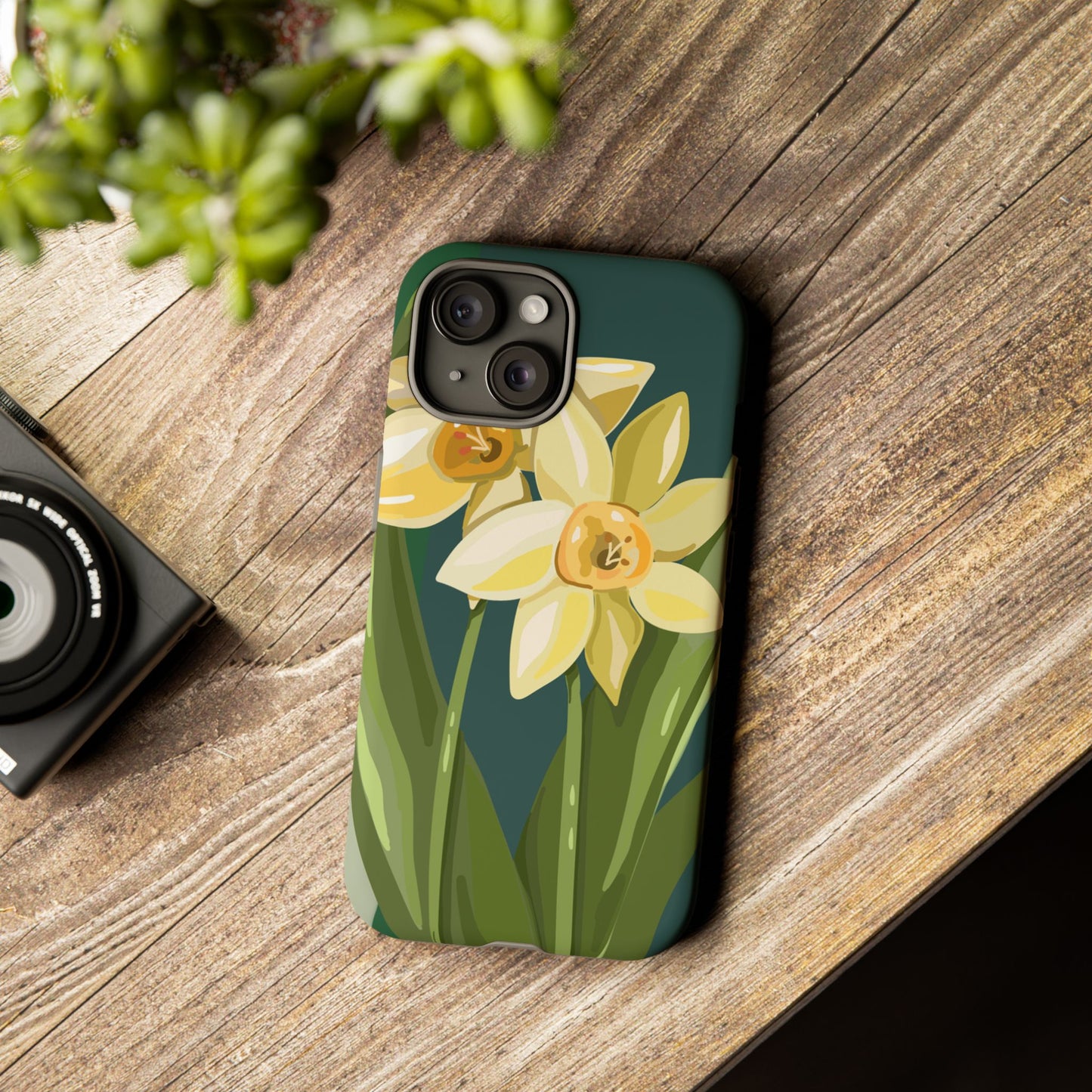 Floral Phone Case - Yellow Daffodil Design, Tough Phone Cover, Spring Decor, Floral Gift, Nature-Inspired Accessories