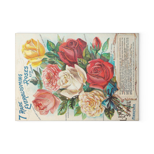 Vintage Rose Bouquet Glass Cutting Board — Floral Kitchen Decor & Serving Board