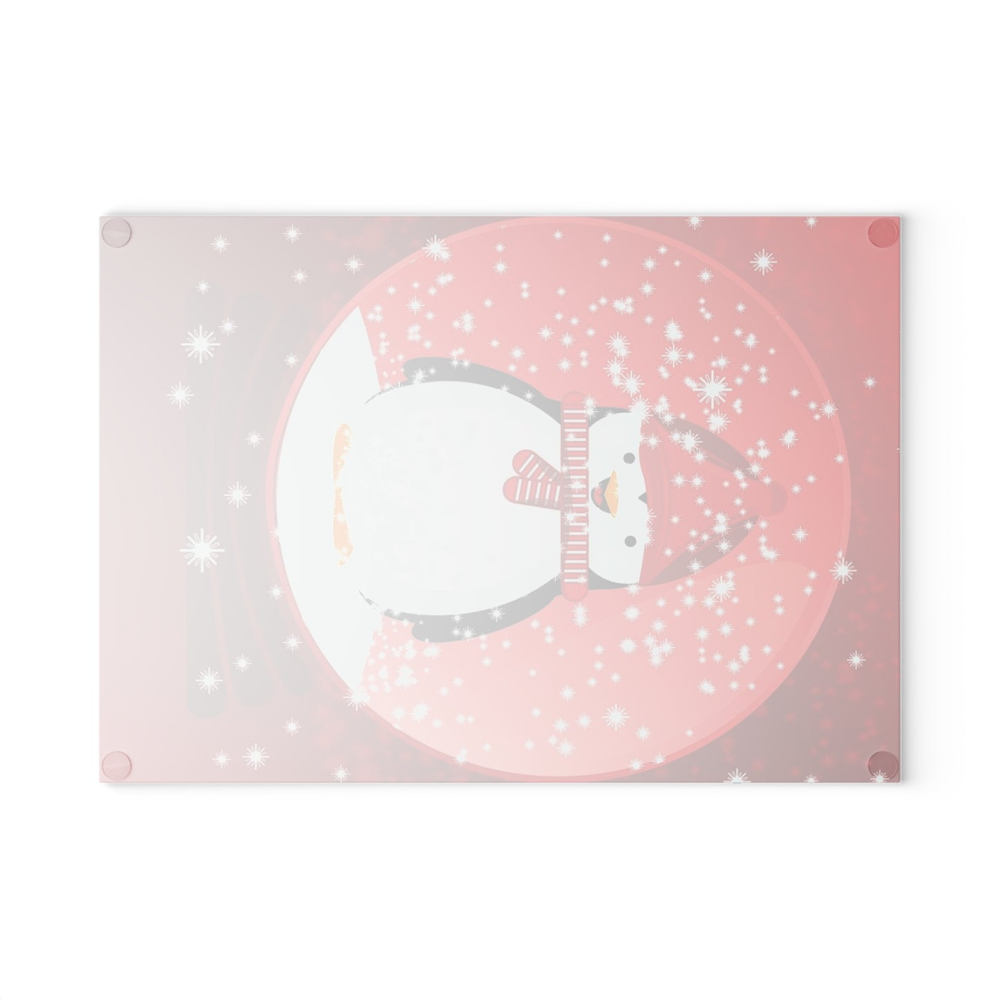 Holiday Penguin Glass Cutting Board – Festive Snow Globe Kitchen Decor