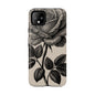 Black Rose Phone Case, Tough Cases with Floral Design, Elegant Tech Accessory, Gift for Flower Lovers, Stylish Protection