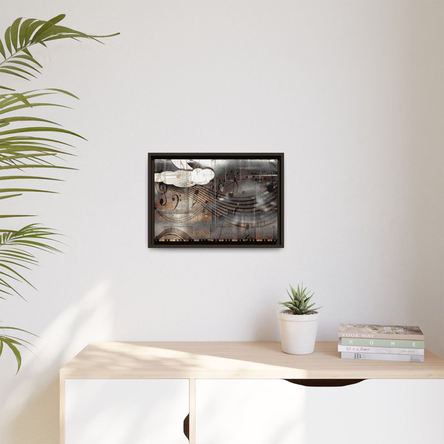 Framed Music Notes Canvas Print — Abstract Vintage Piano & Sheet Music Wall Art