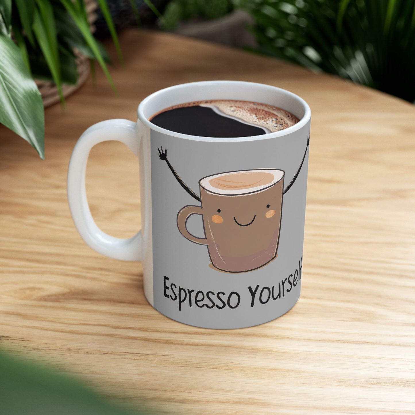 Espresso Yourself Funny Coffee Mug — Cute High-Five Coffee Cups (11oz & 15oz)