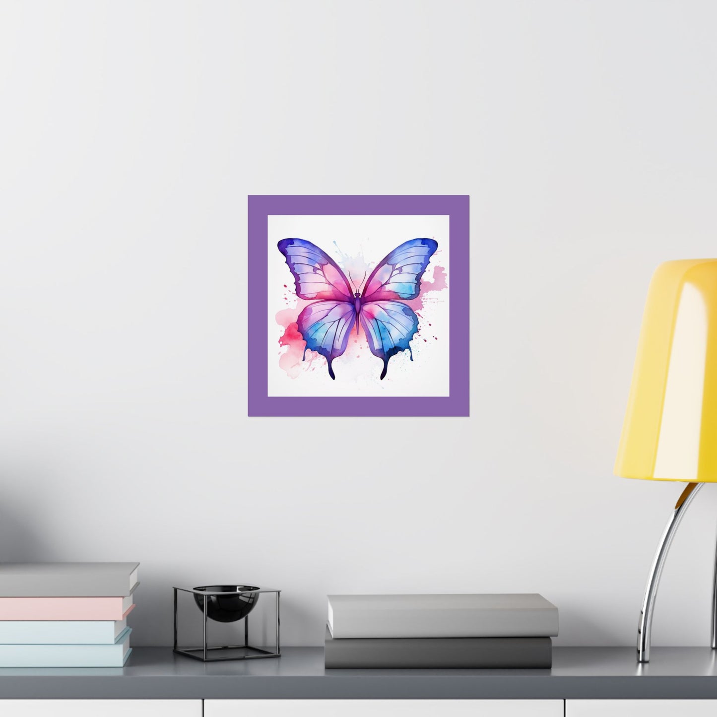 Butterfly Watercolor Matte Poster — Purple Vertical Art Print