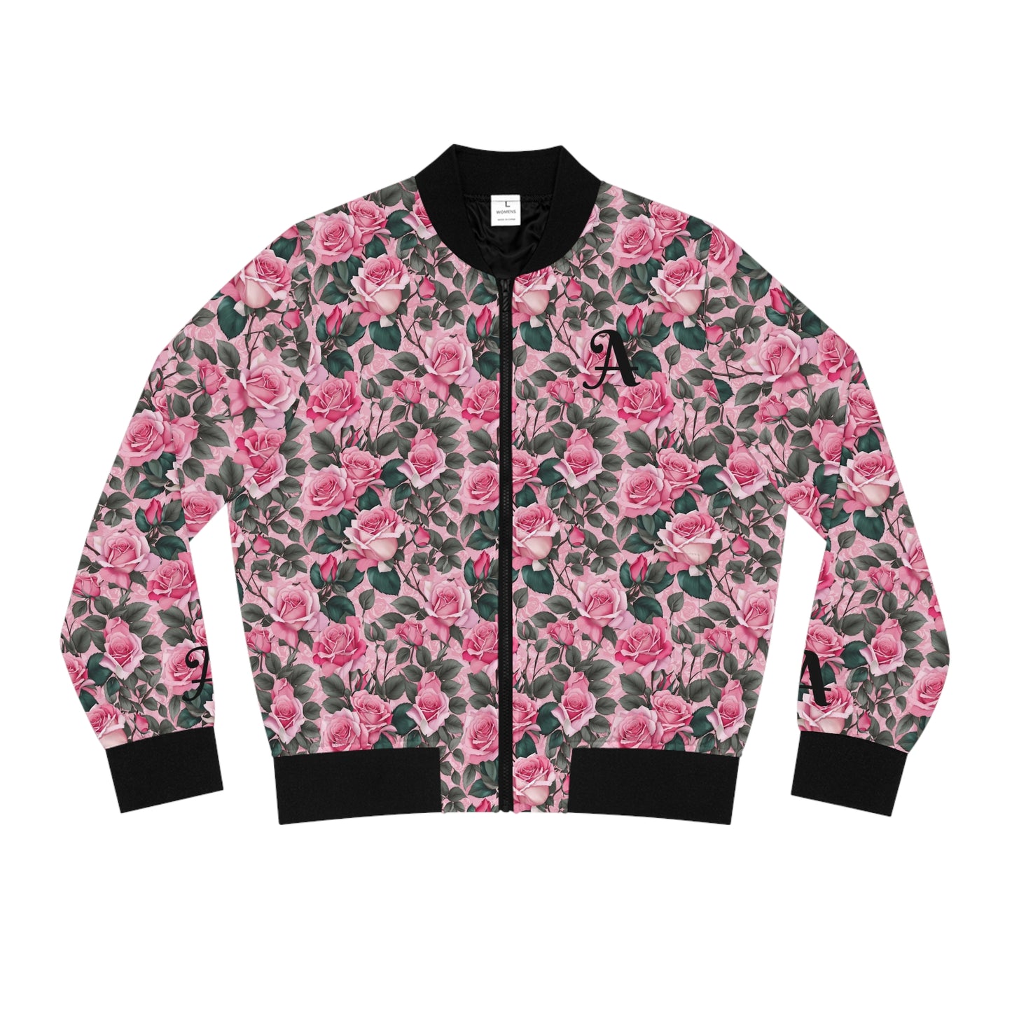 Floral Women's Bomber Jacket  - Letter A  Stylish Outerwear for All Seasons, Trendy Spring Fashion
