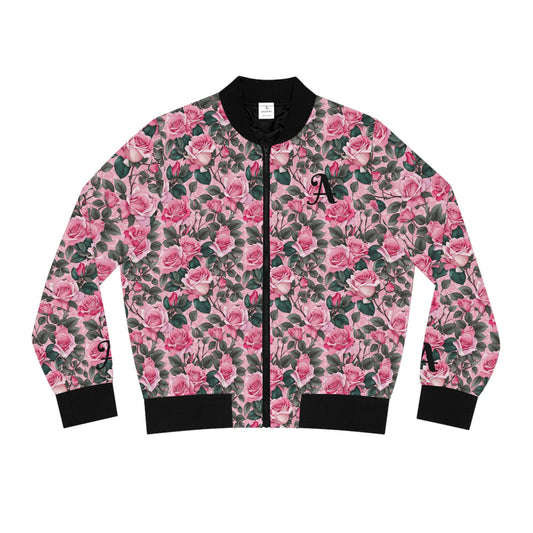 Floral Women's Bomber Jacket  - Letter A  Stylish Outerwear for All Seasons, Trendy Spring Fashion