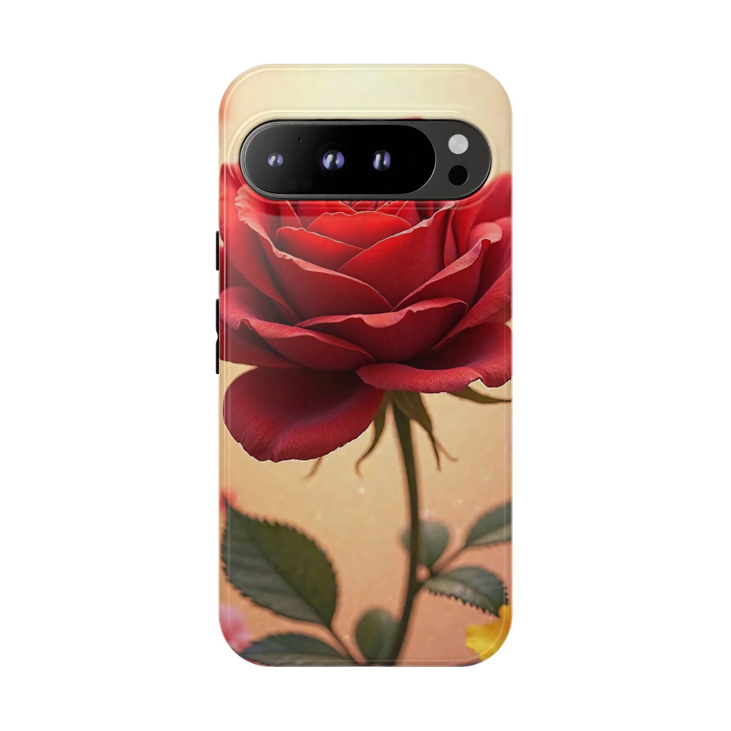 Floral Phone Case with Red Rose Design, Tough Phone Cover, Flower Print, Gift for Her, Stylish Accessory, Floral Aesthetic