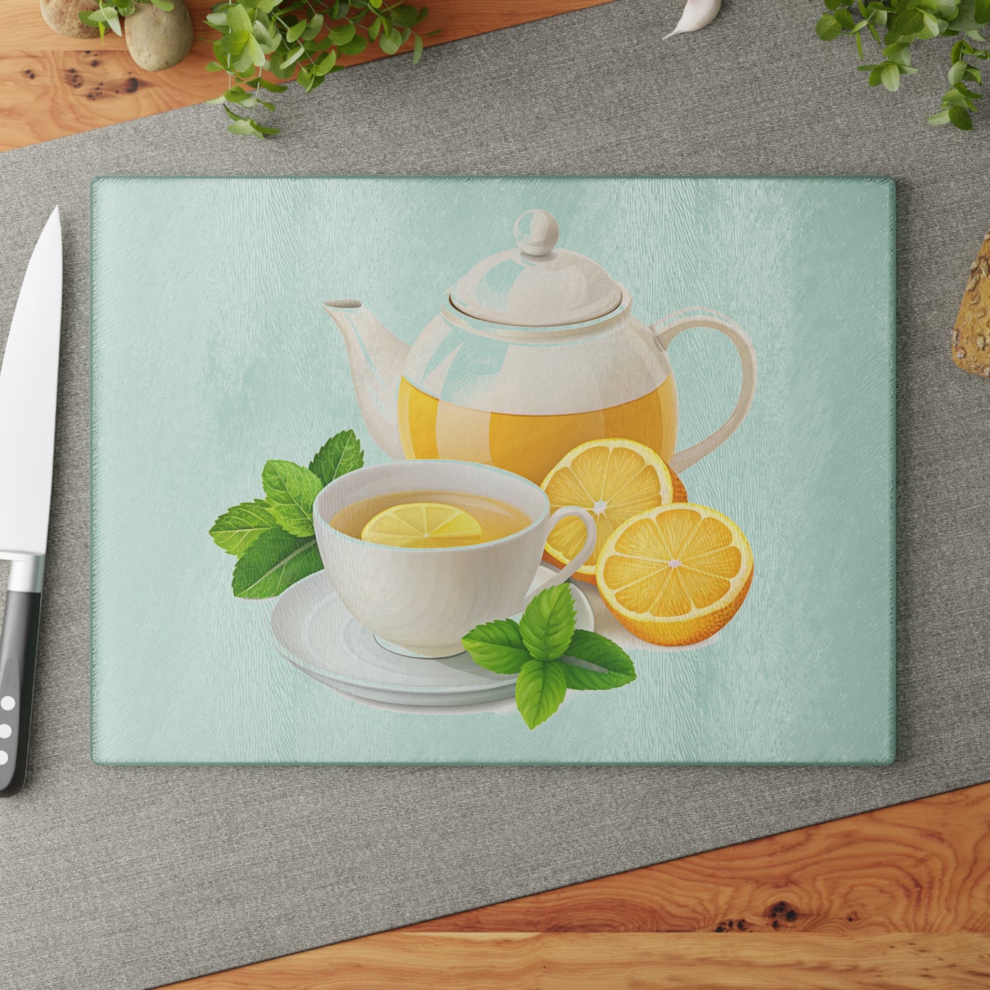 Bright Citrus Glass Cutting Board - Kitchen Decor, Hostess Gift, Home Chef Essential, Tea Lover Accessory, Gift for Mom