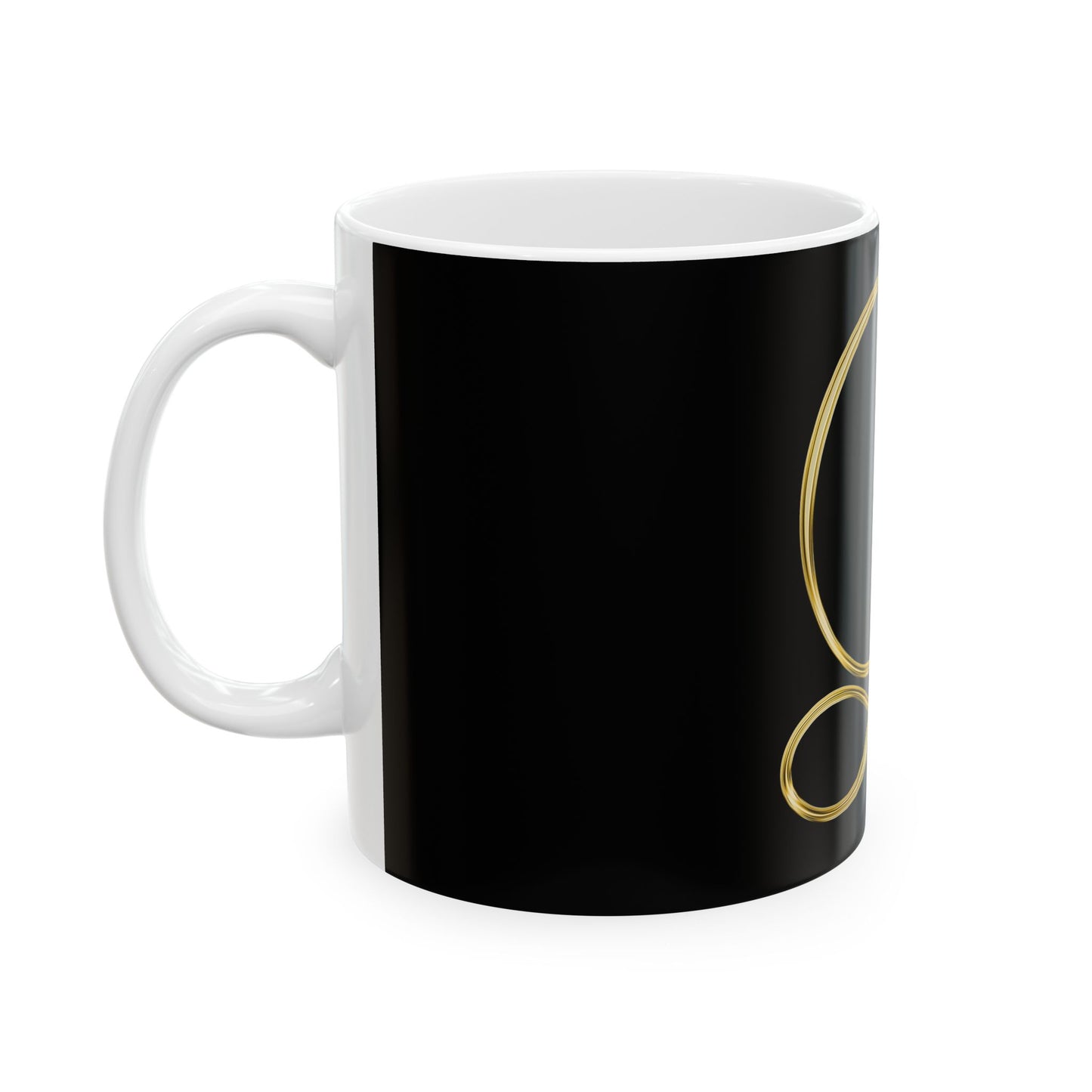 Monogram L Gold Letter Ceramic Mug — Elegant Black & Gold Initial Coffee Cup (11oz, 15oz)