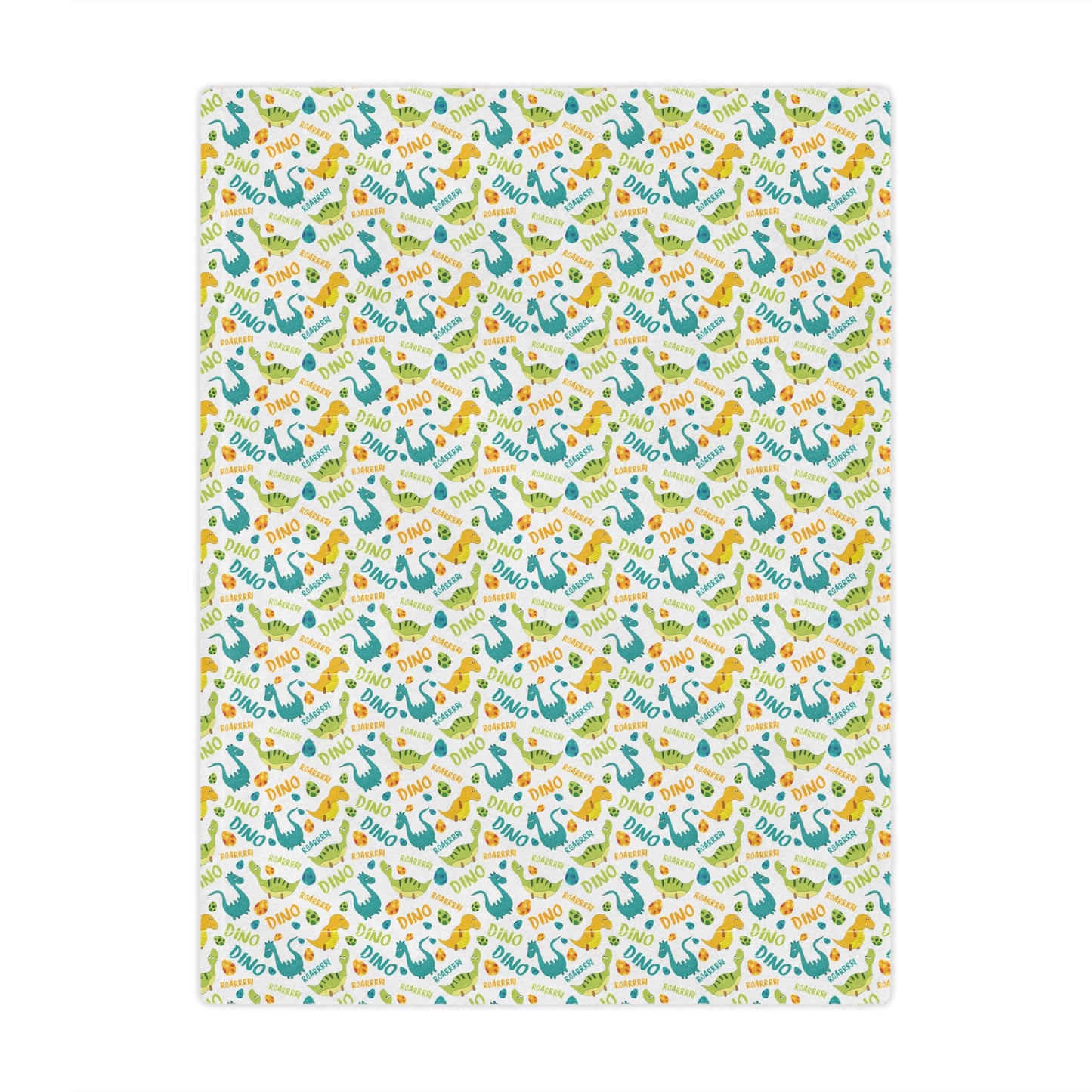 Baby Footprint Minky Blanket — Soft Dinosaur Pattern Nursery Throw