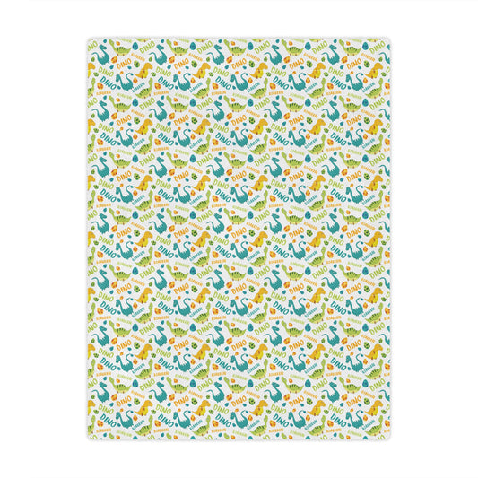 Baby Footprint Minky Blanket — Soft Dinosaur Pattern Nursery Throw