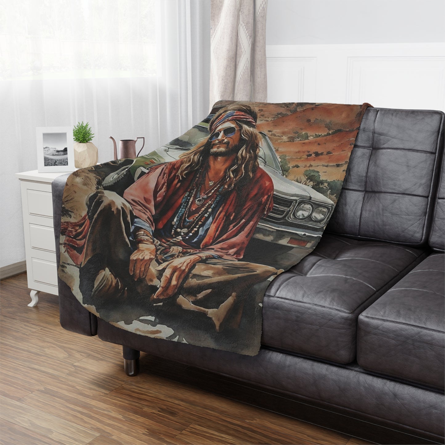 Hippie Road Trip Minky Blanket — Vintage Boho Camper Throw