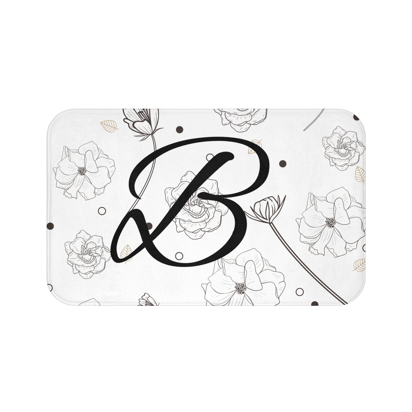 Personalized Floral Bath Mat, Elegant Home Decor, Custom Name Shower Mat, Gift for Her, Soft Bathroom Accessory, Housewarming Present