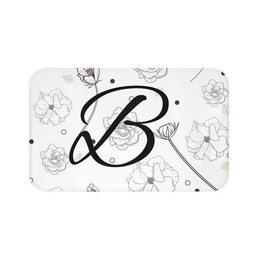 Personalized Floral Bath Mat, Elegant Home Decor, Custom Name Shower Mat, Gift for Her, Soft Bathroom Accessory, Housewarming Present