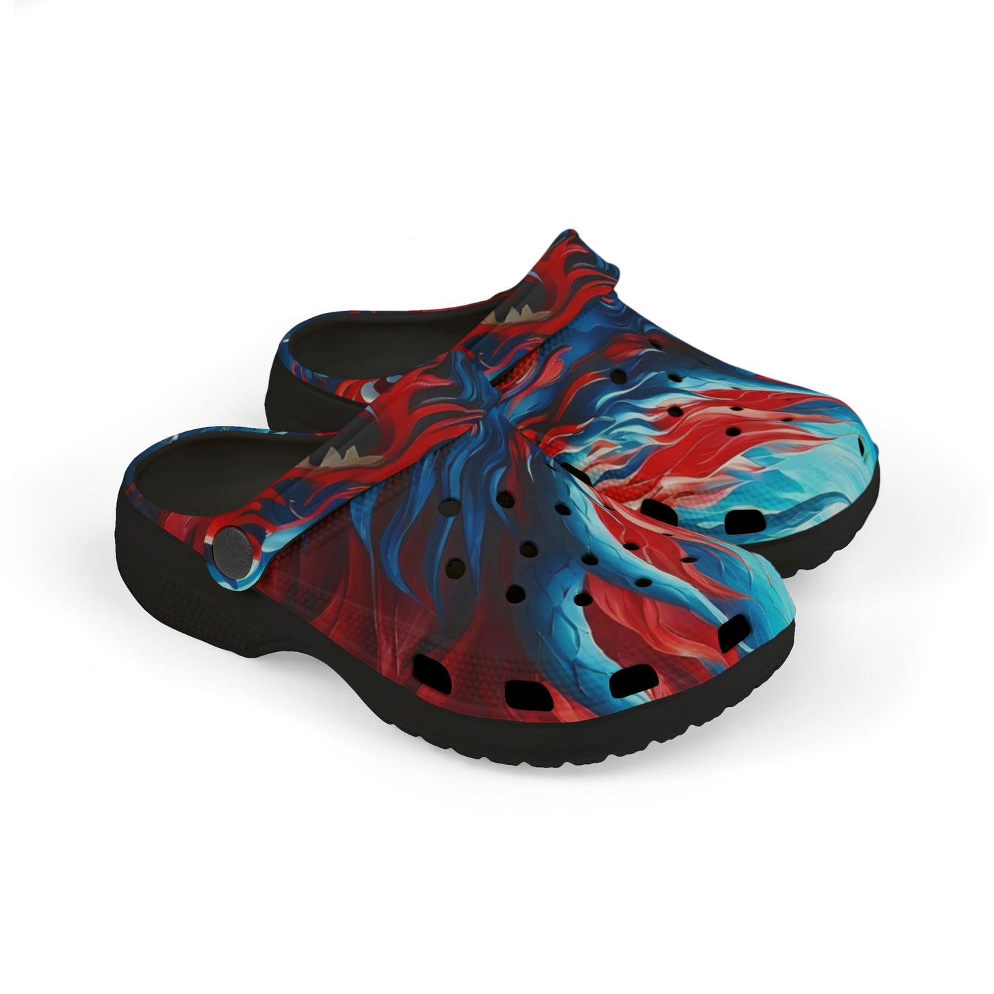 Kids Foam Clogs — Red & Blue Swirl All-Over Print