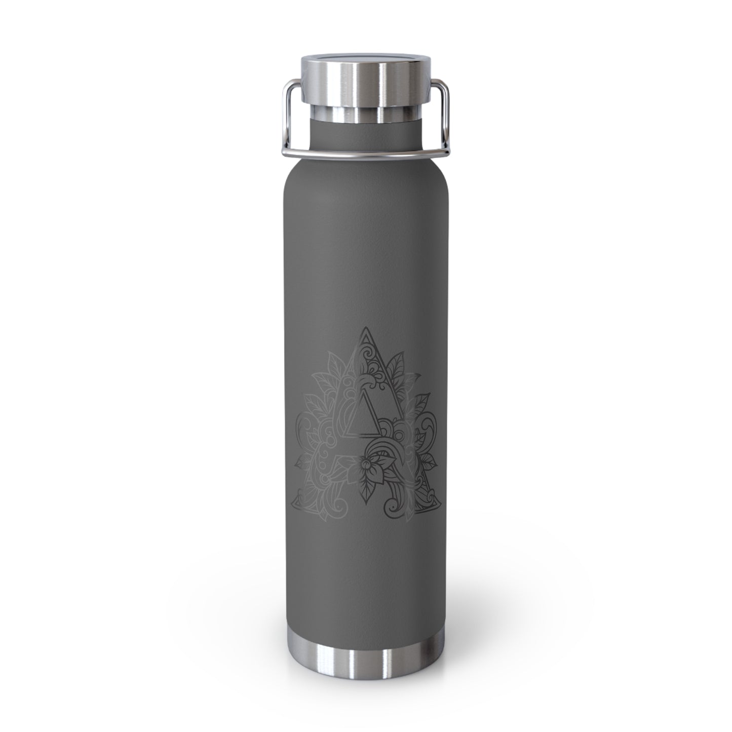 Boho Art Cold Drink Tumbler- Letter A, Personalized Water Bottle, Yoga Gift, Stylish Insulated Flask