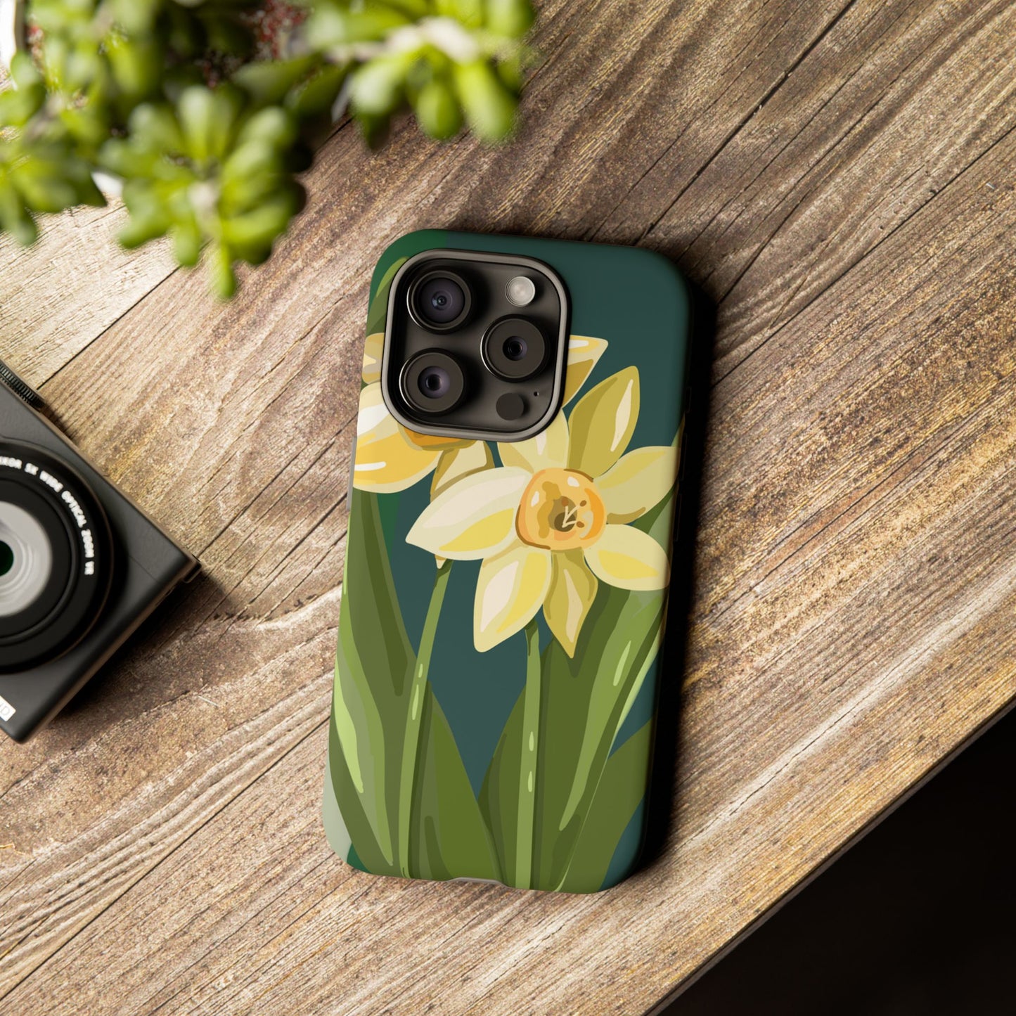 Floral Phone Case - Yellow Daffodil Design, Tough Phone Cover, Spring Decor, Floral Gift, Nature-Inspired Accessories