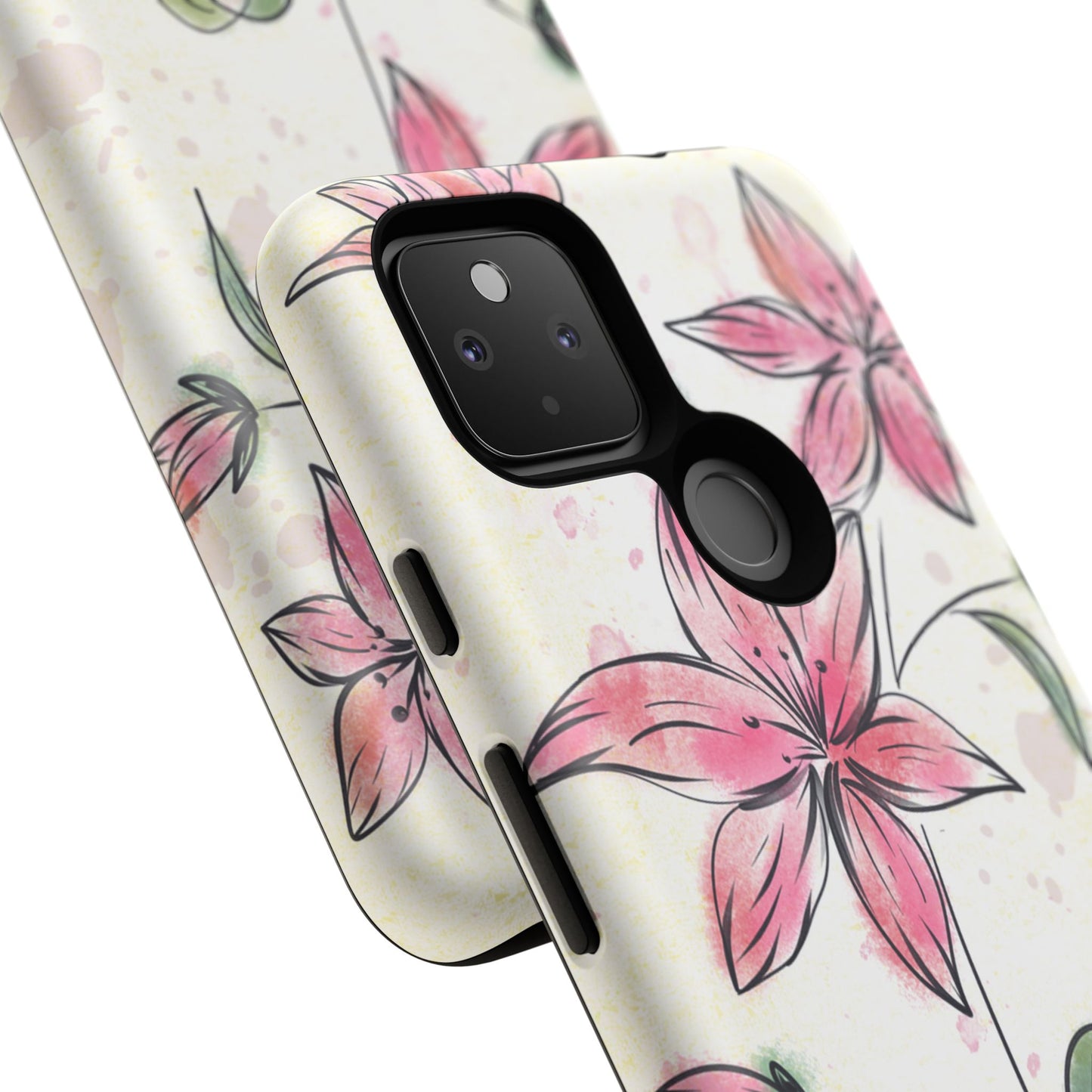 Floral Phone Case with Elegant Pink Lilies, Cute Floral Accessories, Phone Protection, Gift for Her, Stylish Cell Phone Cover