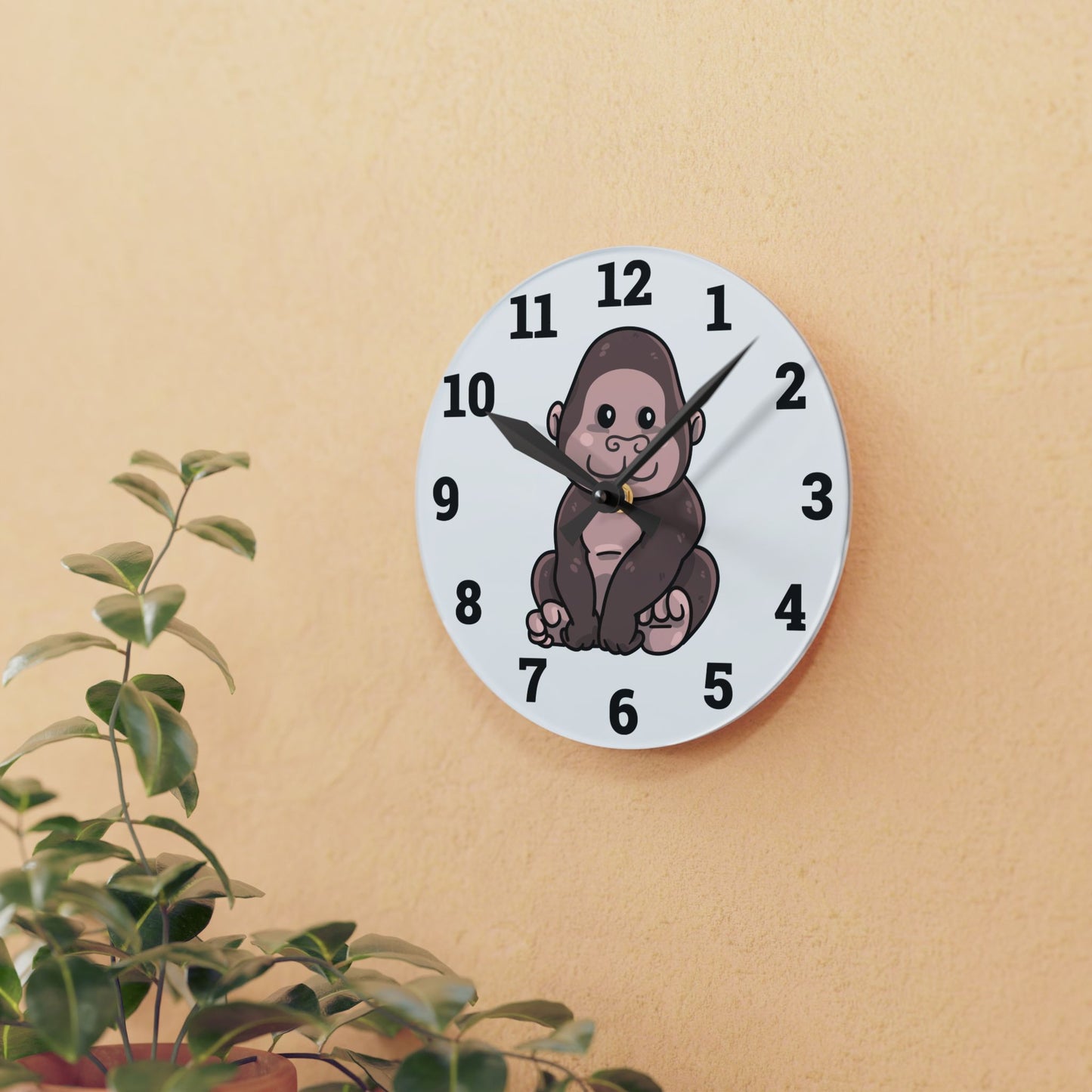 Cute Gorilla Acrylic Wall Clock - Fun Animal Decor
