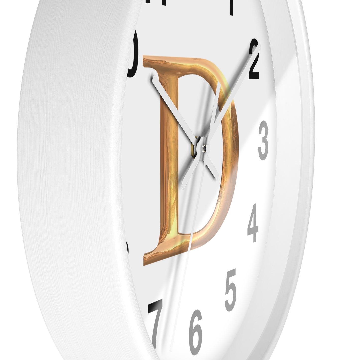 Elegant Initial D Wall Clock, Personalized Home Decor, Modern Timepiece, Gift for Her, Study Room Wall Art, Unique Design