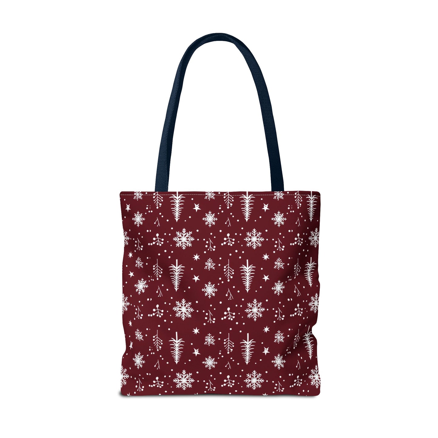 Christmas Snowflake Tote Bag – Burgundy Holiday Patterned Carryall