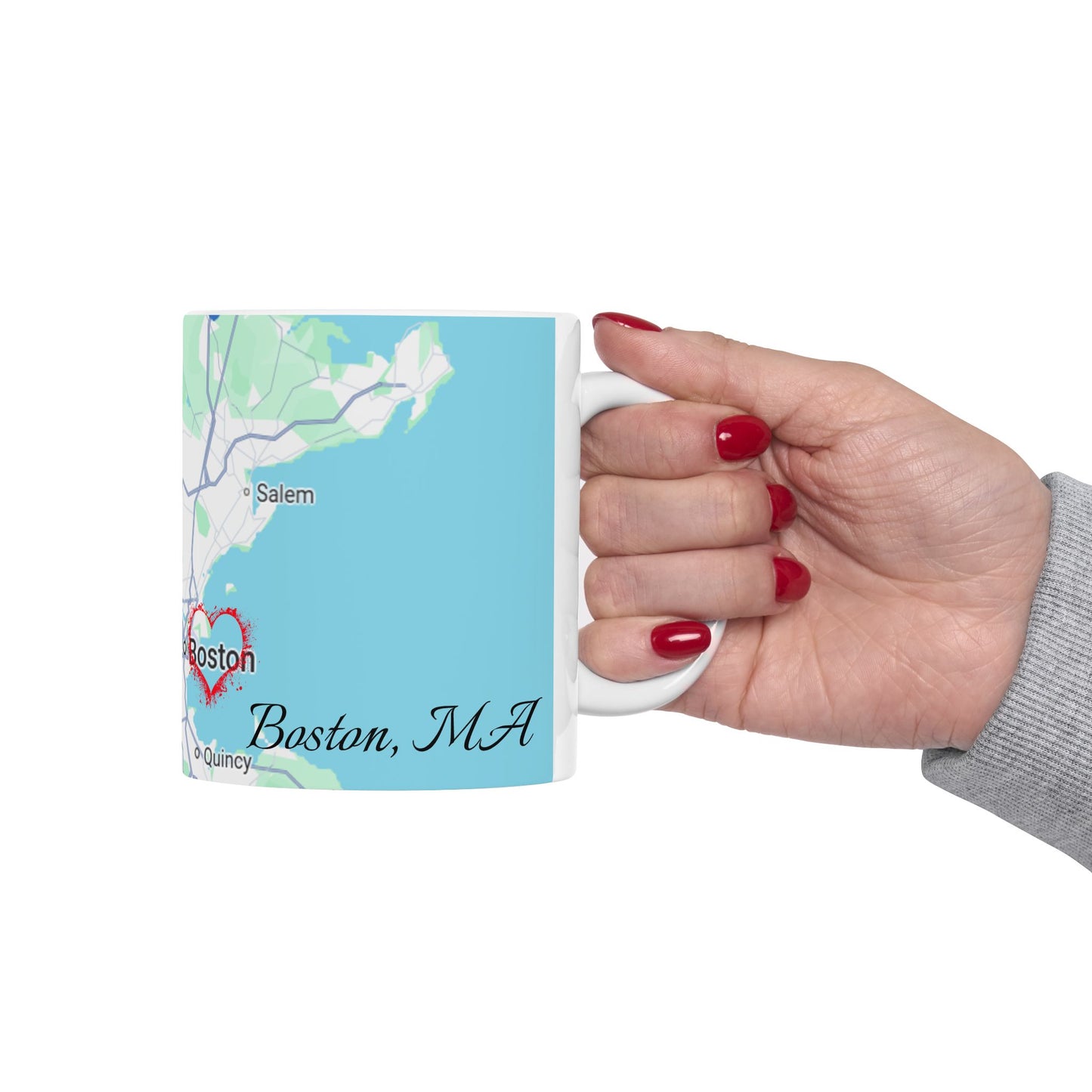Boston Map-Printed Ceramic Mug - Custom Location Gift, Coffee Lover's Travel Mug, Personalized Home Decor, Geography Gift