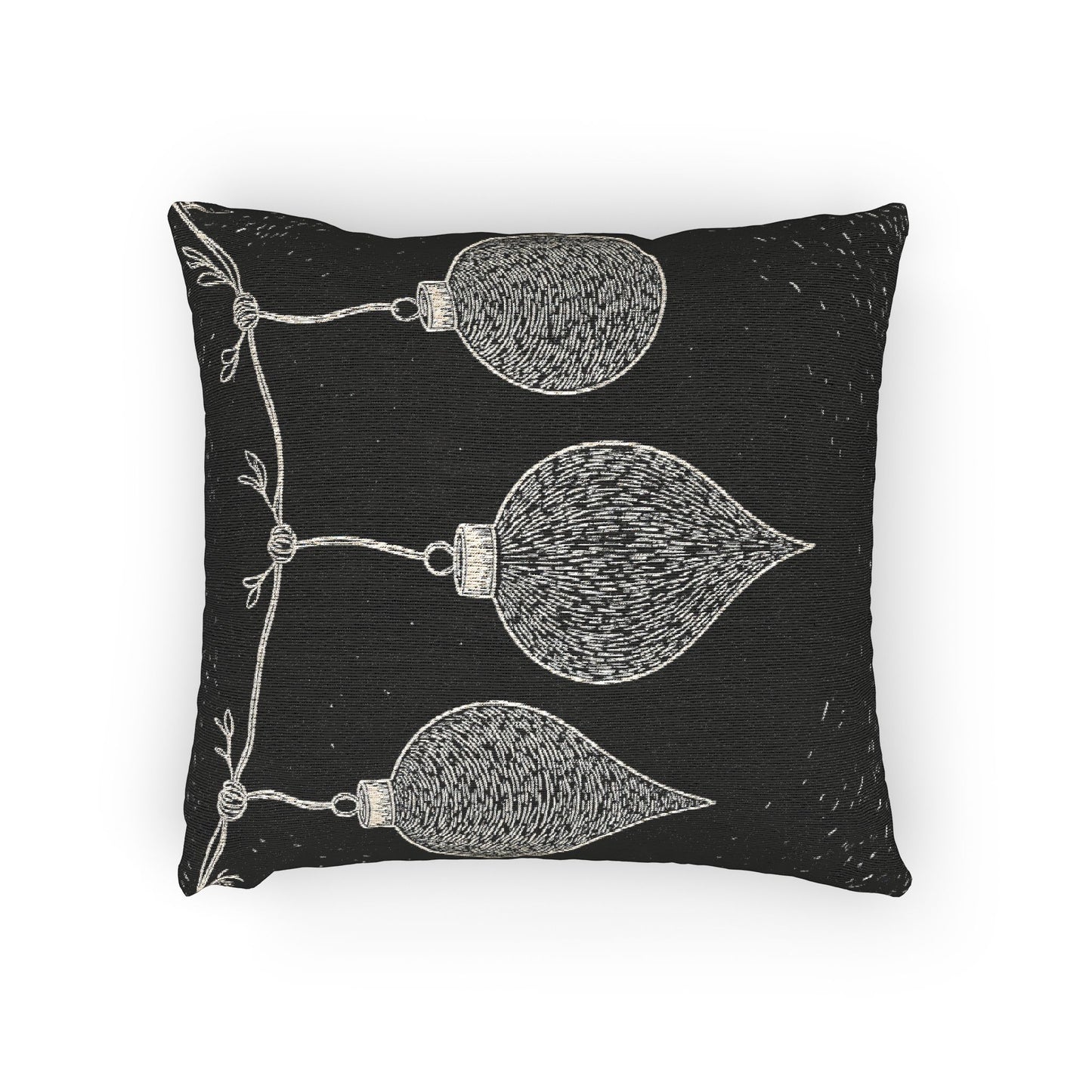 Christmas Ornament Woven Pillow, Holiday Home Decor, Cozy Couch Cushion, Seasonal Gift, Winter Decoration