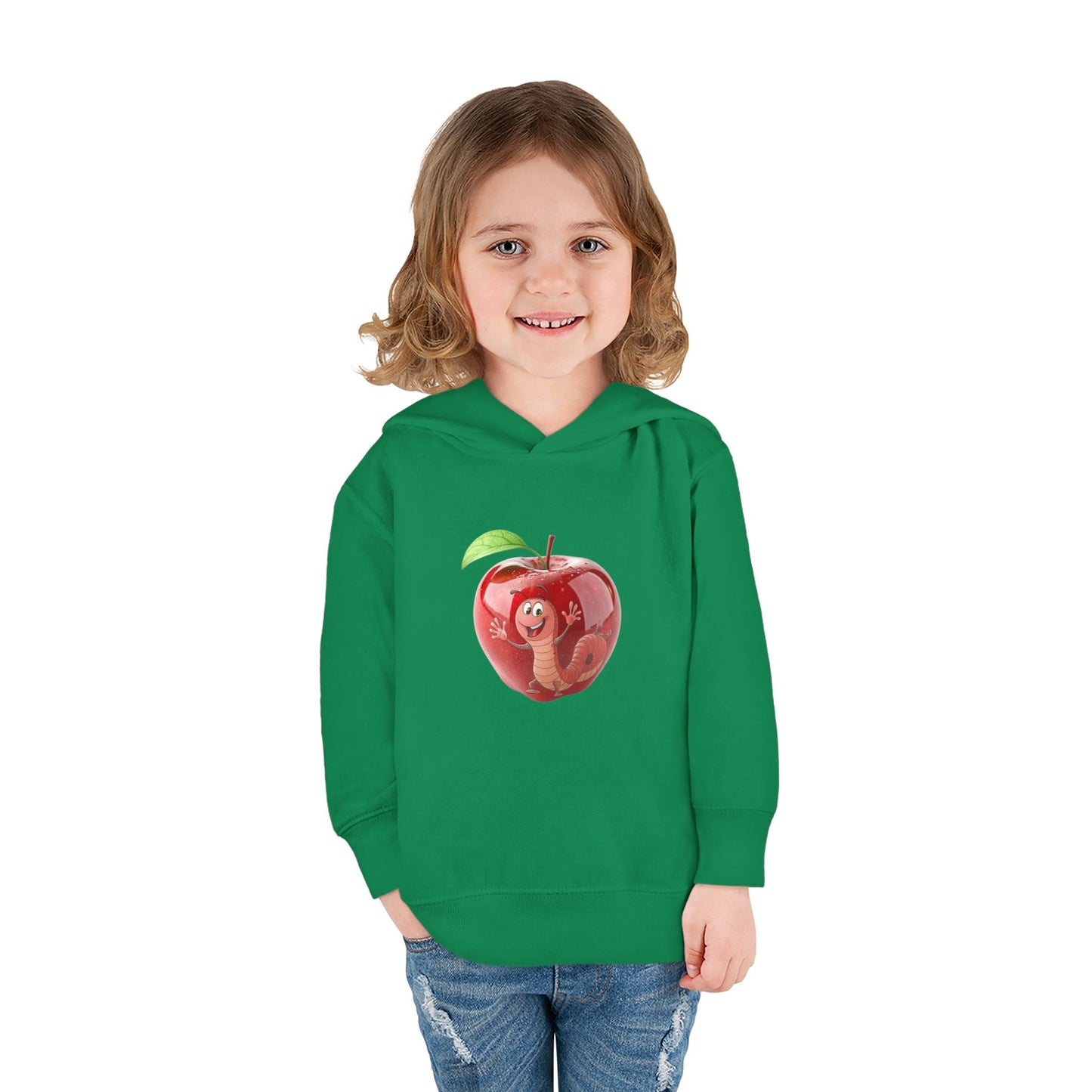Cute Apple Toddler Pullover Fleece Hoodie - Cozy, Fun, Playful Kidswear, Perfect Gift for Birthdays, Play Dates, or Fall Outings