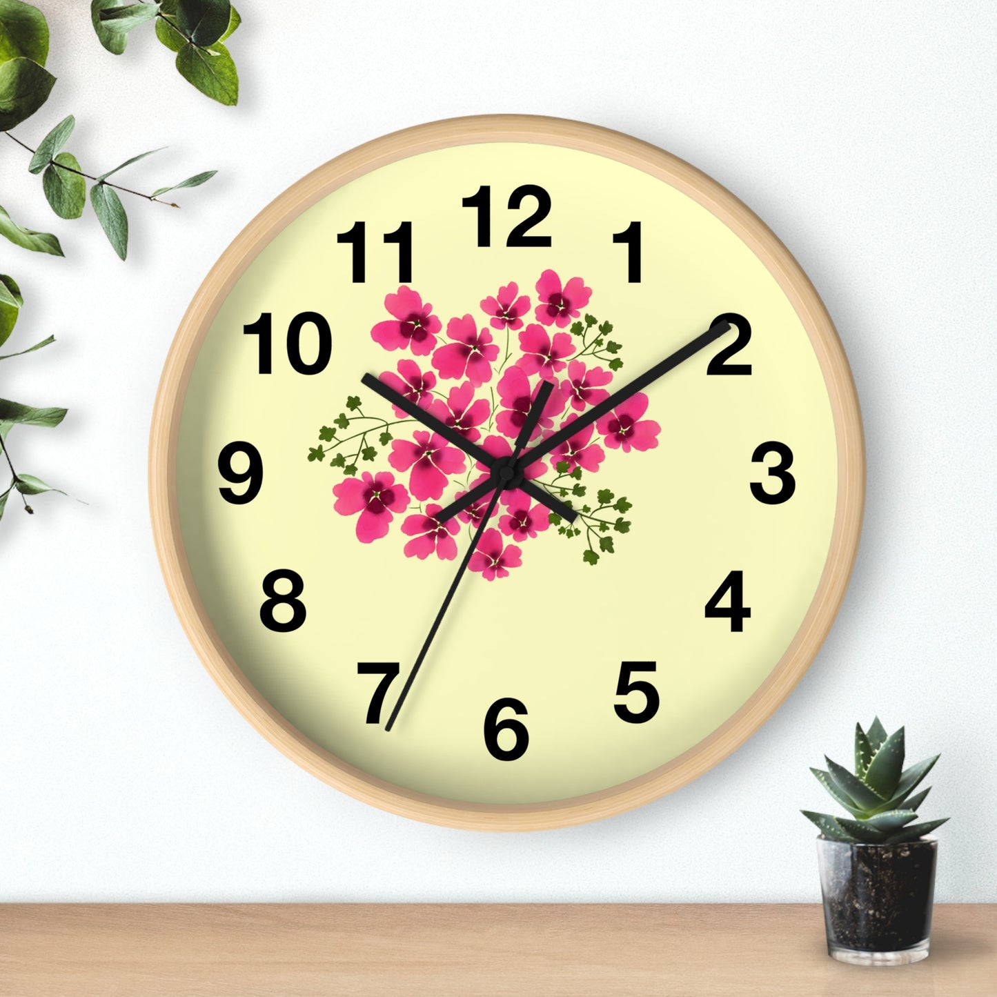 Floral Wall Clock with Pink Flowers, Home Decor, Gift for Gardening Enthusiasts, Mother's Day Present, Living Room Accent, Spring Vibes
