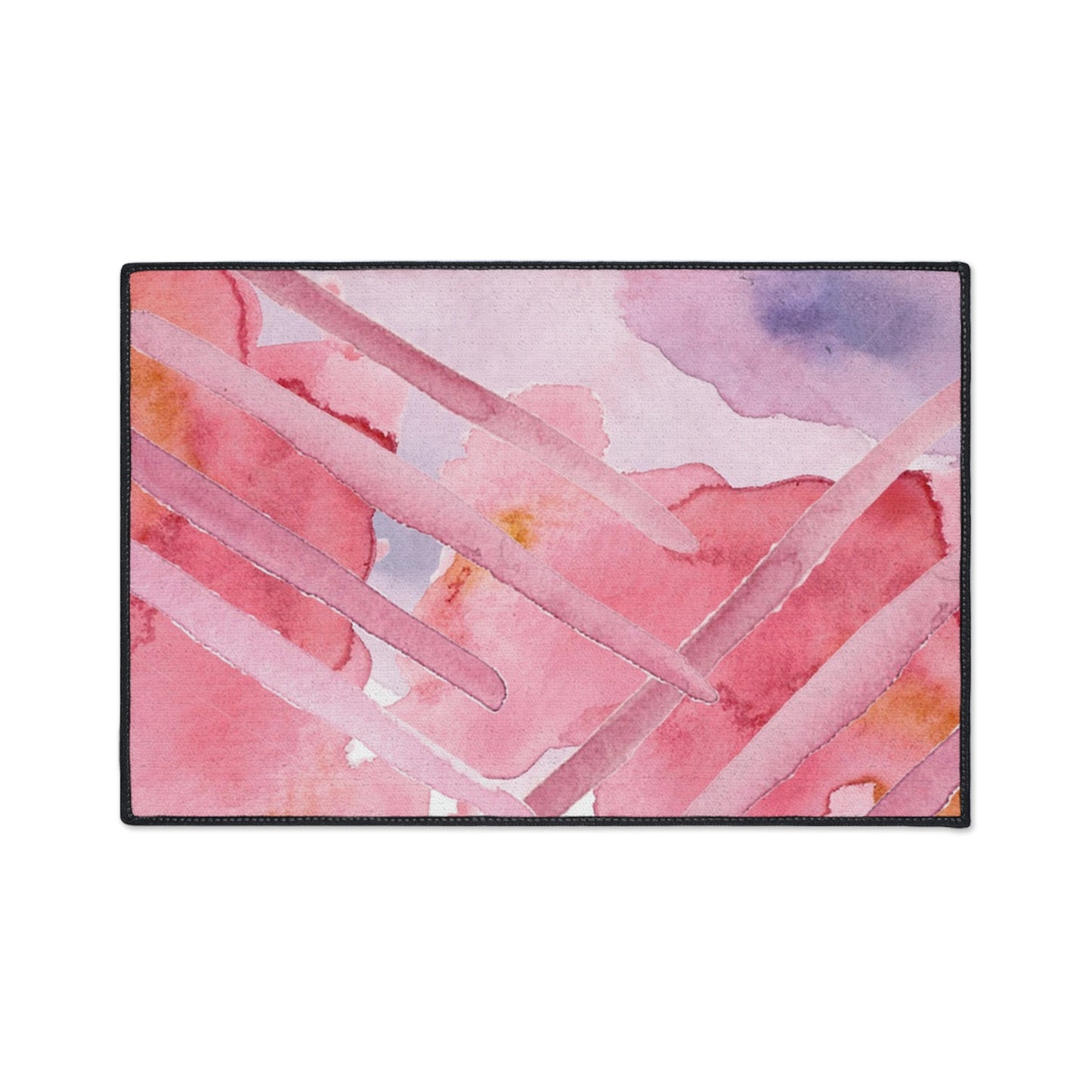 Pink Watercolor Abstract Heavy-Duty Floor Mat — Slip-Resistant Entry & Kitchen Rug