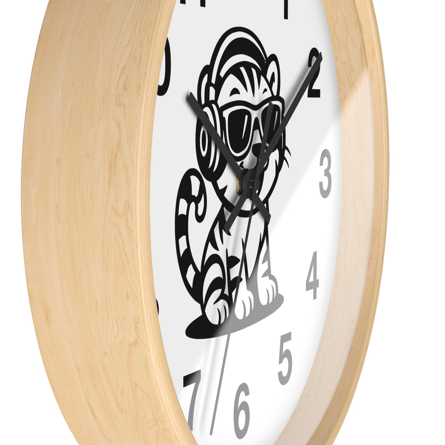 Cool Cat Design Wall Clock - Fun Decor for Animal Lovers, Tiger Clock, Unique Home Gift, Trendy Animal Wall Art, Kids Room Decor