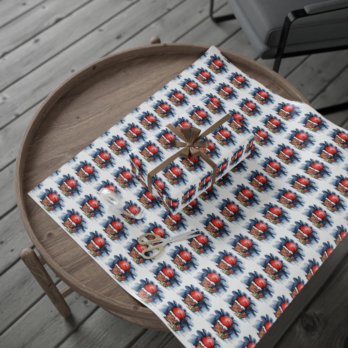 Wrapping Paper - Cute Cartoon Heart and Gift Pattern, Valentine’s Day & Birthday Gift Wrap