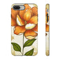Floral Phone Case with Orange Flower Design, Tough Phone Cover, Floral Gift, Stylish Tech Accessory, Nature Lovers, Spring Vibes