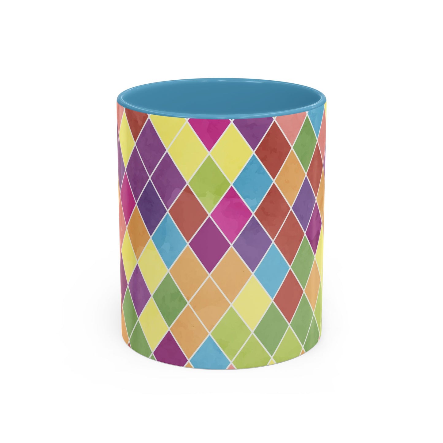 Colorful Diamond Pattern Coffee Mug, Coffee Lover Gift, Bright Kitchen Decor, Artistic Mug, Vibrant Drinkware
