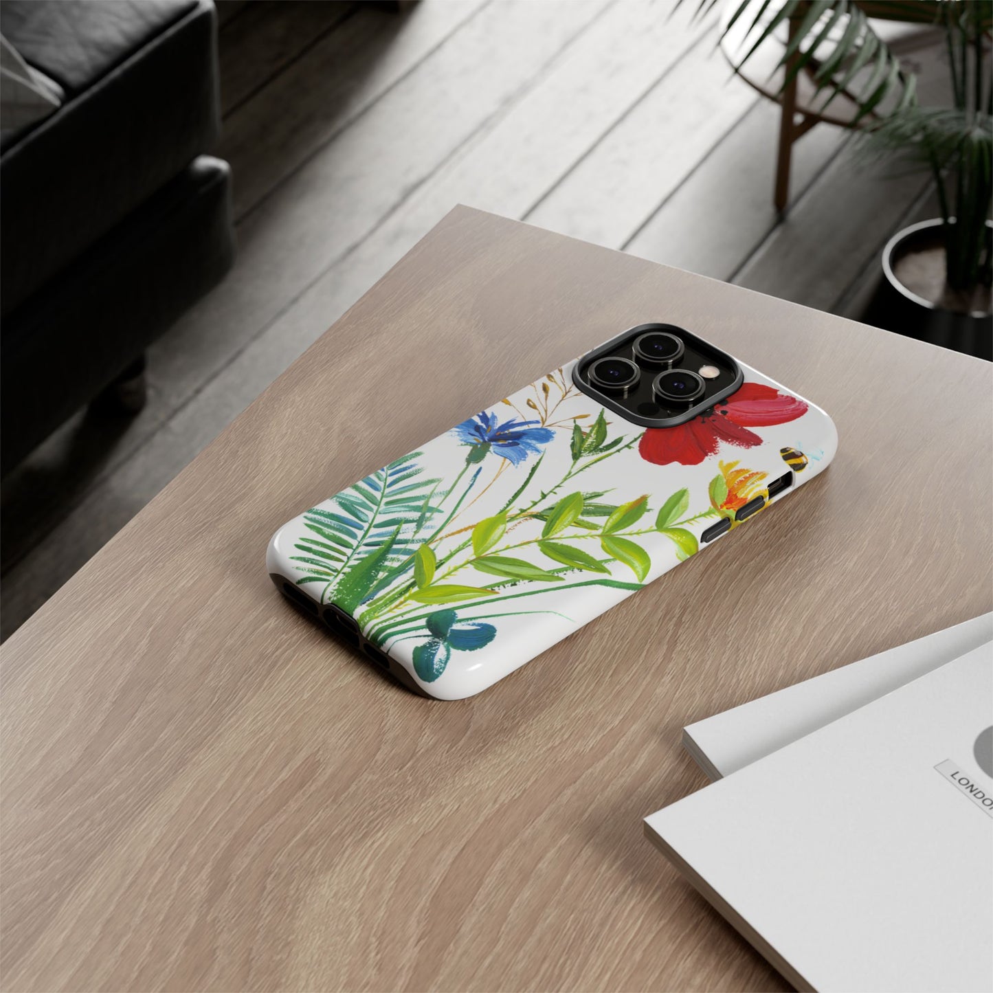 Floral Watercolor Tough Phone Case — Wildflower Bouquet Protective Cover