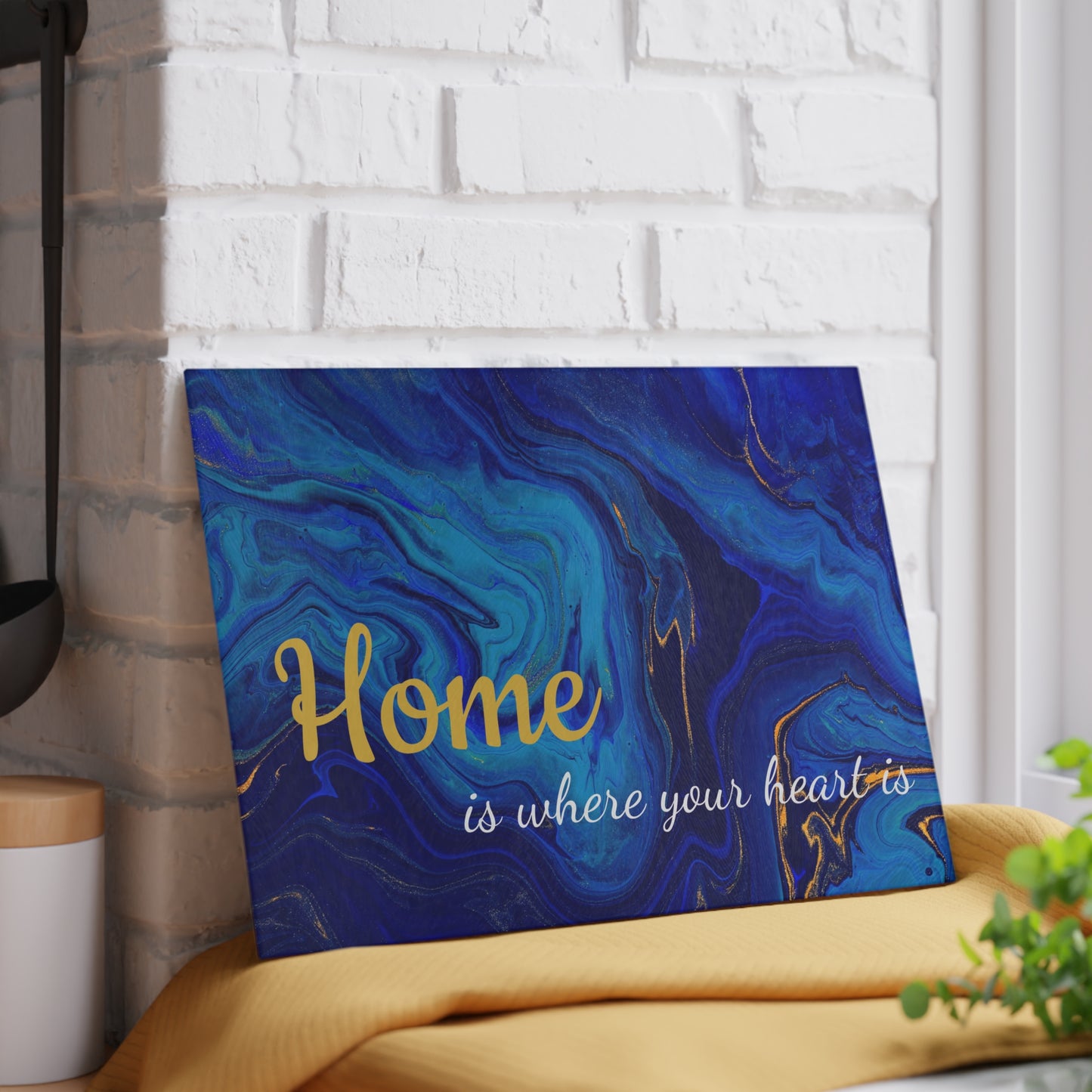 Home is Where Your Heart Is Glass Cutting Board, Kitchen Decor, Gift for Housewarming, Unique Home Gift, Elegant Kitchen Accessory