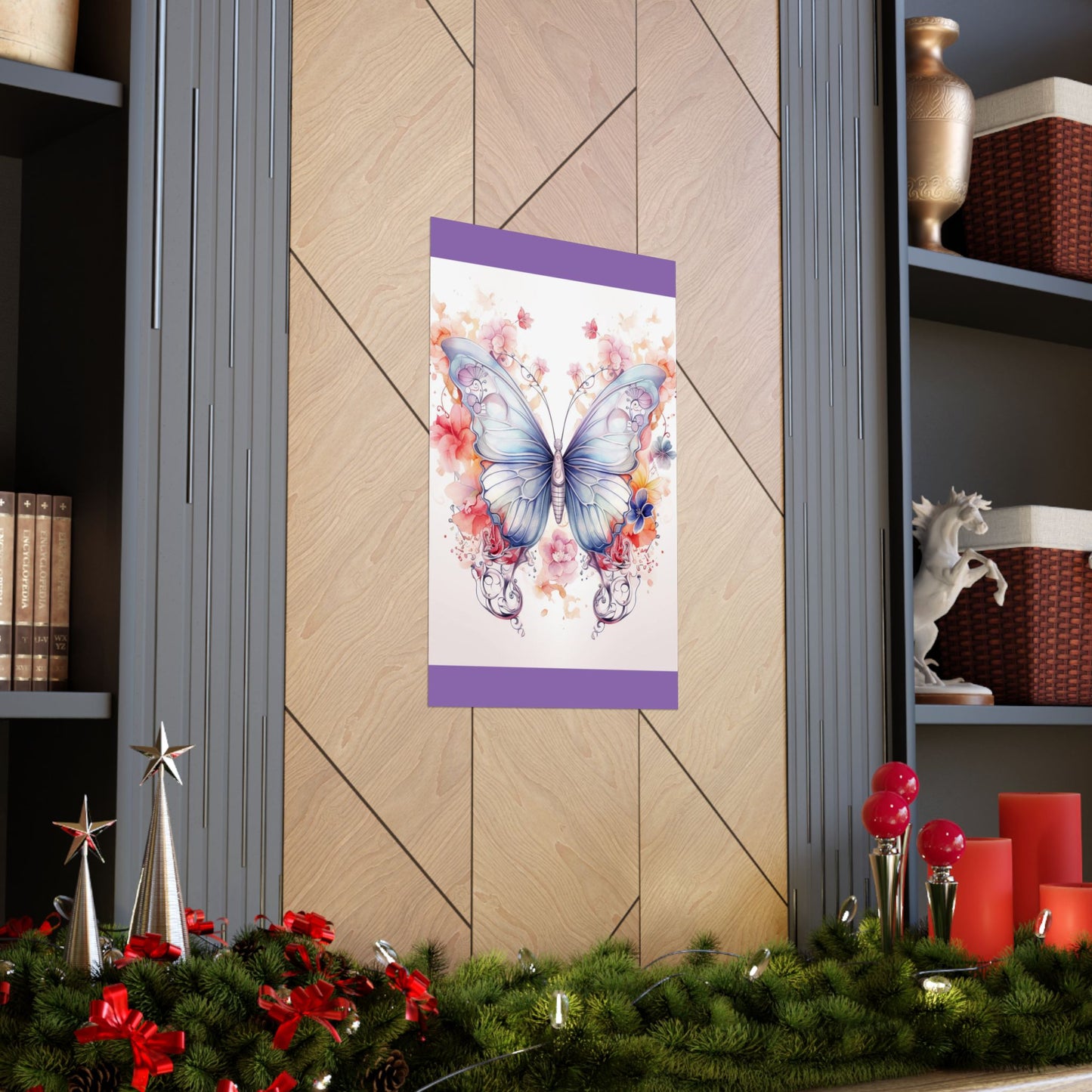 Butterfly Watercolor Wall Poster — Floral Pastel Matte Vertical Print