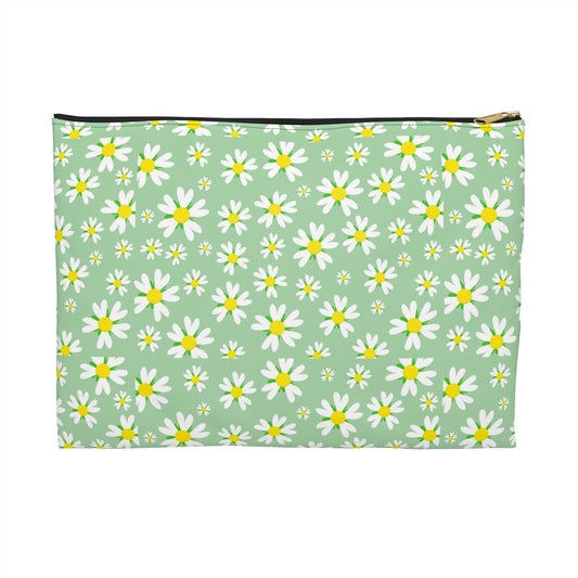 Floral Accessory Pouch for Organizing Essentials, Travel Makeup Bag, Spring Floral Zip Bag, Cute Gift for Women, Daisy Print Clutch