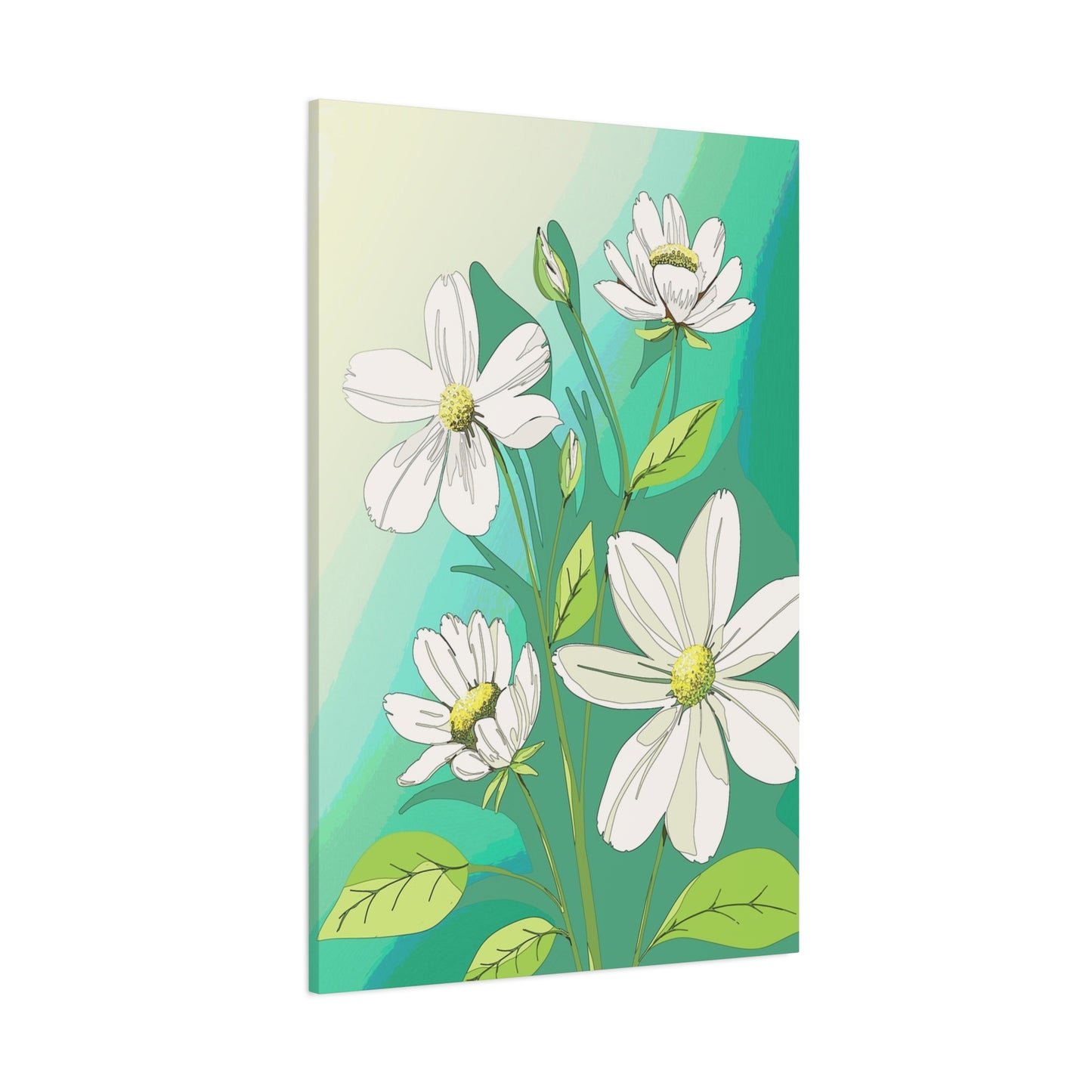 Matte Canvas, Stretched, 1.25" White Flowers